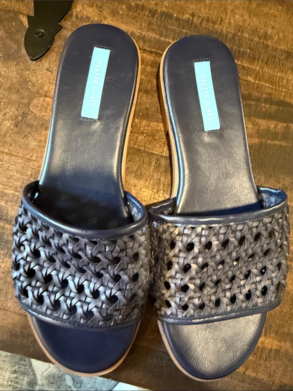 Draper James Navy Braided Slide Mules